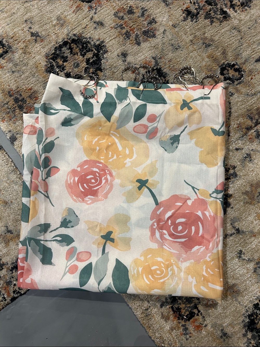 Mainstays Floral Shower Curtain - White, Pink, Yellow, Green